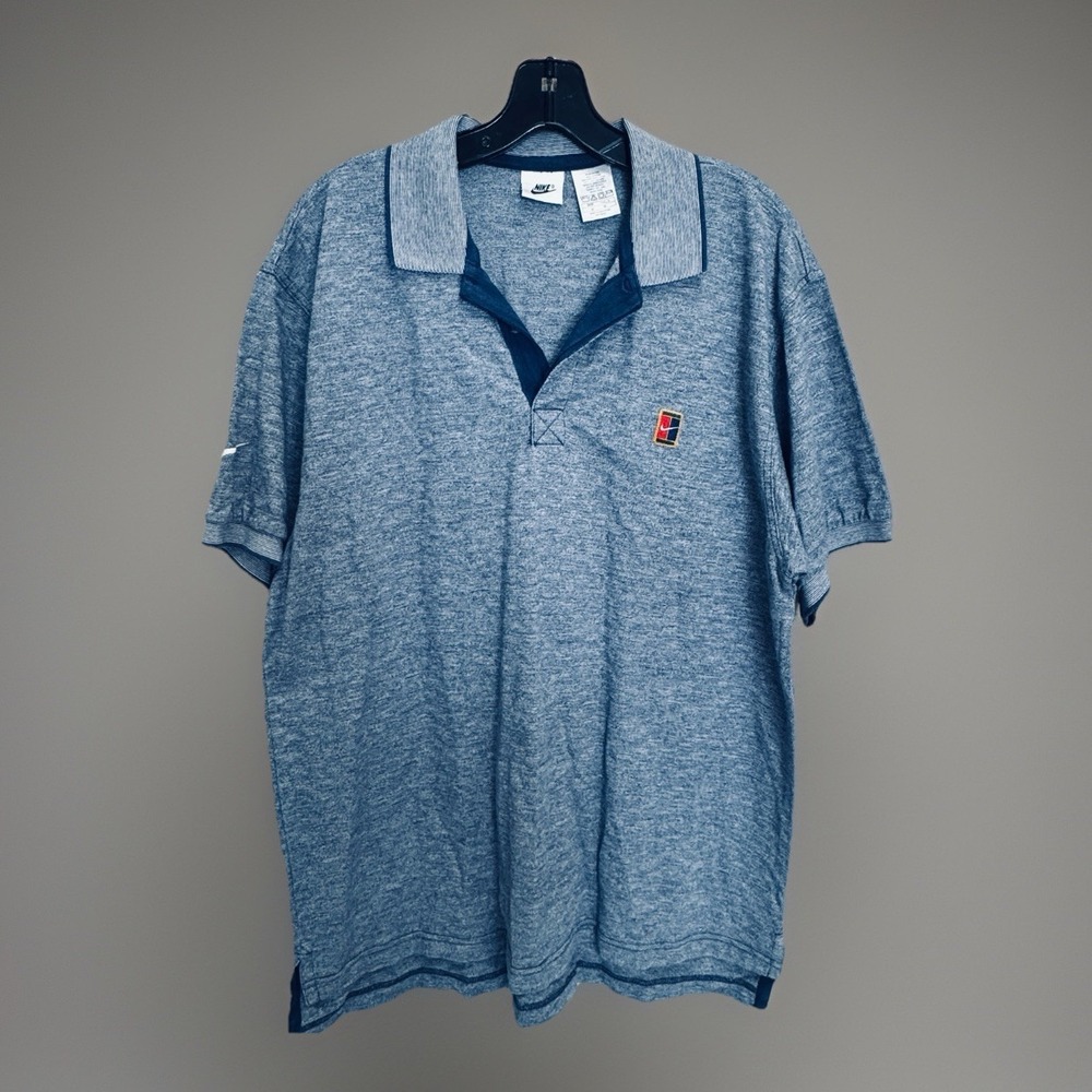 Vintage Nike Challenge Court Polo Shirt Men Medium Blue 1/4 Button Up